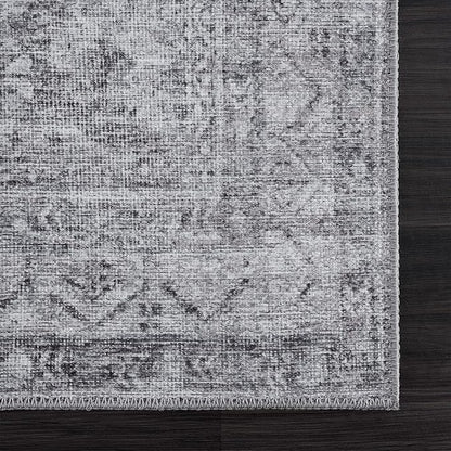 Bloom Rugs Washable 8' x 10' Rug - Ivory/Silver Gray Traditional Area Rug for Living Room, Bedroom, Dining Room, and Kitchen - Exact Size: 8' x 10'