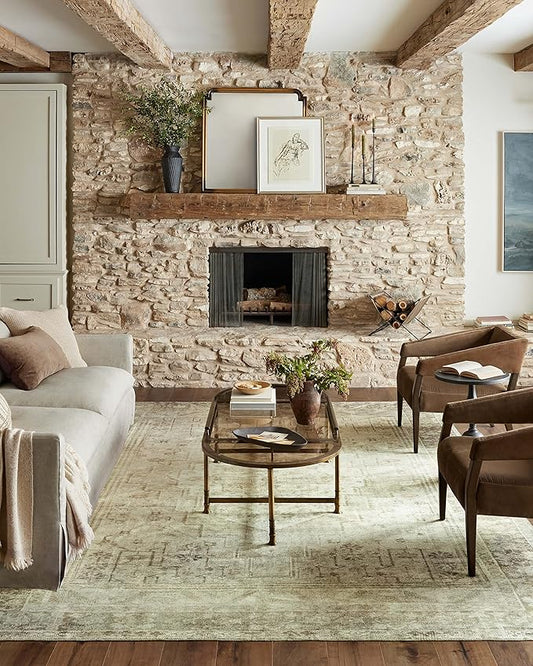 Loloi Magnolia Home by Joanna Gaines Banks Collection BAN-06 Natural/Granite 2'-3" x 3'-9" .13" Pile Height, Machine Washable, Accent Rug