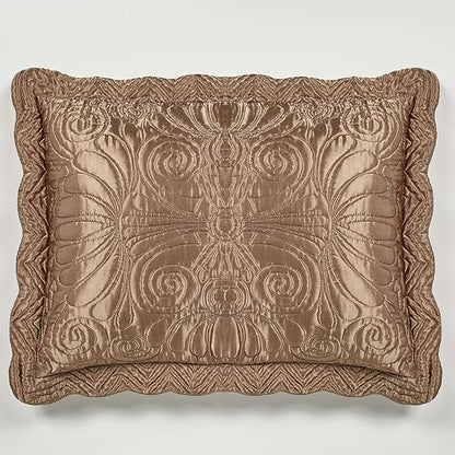 Touch of Class Portia Luxury Bedding | Rich Smoky Topaz | Premier Quilted Polyester Satin | Hand Guided Machine Quilted Scroll Design 3 Piece Set: Cal King Oversized Bedspread and 2 King Shams
