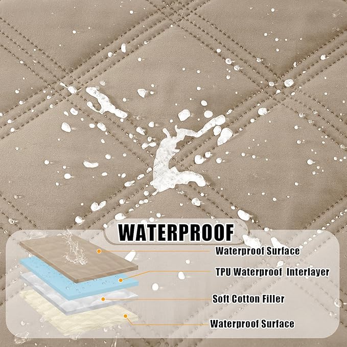 Smiry Waterproof Dog Bed Cover Blanket 52x82, Soft Reversible Pet Blanket, Washable Leakproof Cats Dogs Couch Cover for Sofa, Couch, Furniture, Lattice, Taupe/Beige