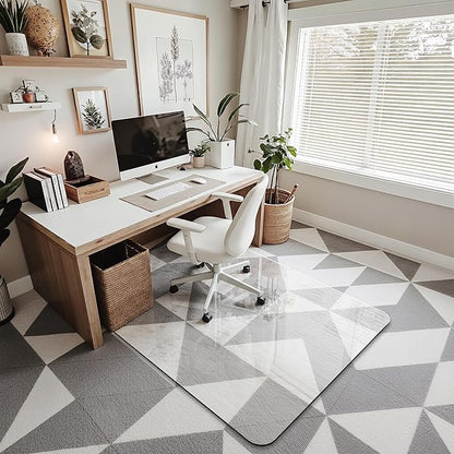 Office Chair Mat for Carpet & Hardwood, Upgraded 36" x 48" Dual Use Tempered Glass Chair Mat for Chair and Footrest Under Desk