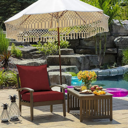 Arden Outdoor Deep Seat Cushion Set, 22 in x 24 in, Weather-Proof, Rain-Proof, Fade Resistant Patio Cushion Ruby Red Leala
