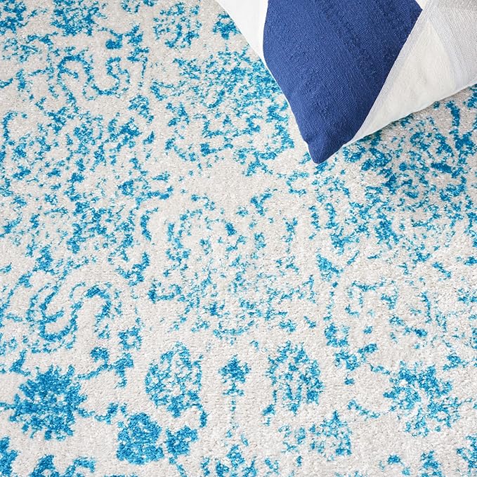 SAFAVIEH Area Rug 8x10 - Adirondack Collection - Large - Ivory & Teal, Distressed Vintage Floral Design, Non-Shedding & Easy to Clean, Ideal for Living Room, Bedroom, Dining Space (ADR109D)