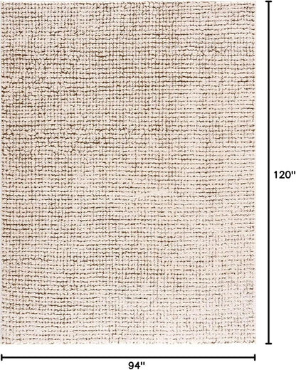 Hauteloom Keita Contemporary Mosaic Area Rug - High Pile Fluffy Soft Shag Carpet for Living Room, Bedroom - Cream, Brown - 7'10" x 10' (8x10)