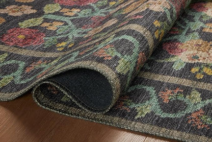 Loloi Rifle Paper Co. Rosa Collection RSA-01 Black 2'-6" x 9'-6" Runner Rug