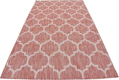 Unique Loom Outdoor Trellis Collection Area Rug (5' 3" x 8' Rectangle, Rust Red/ Ivory)