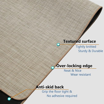 Chair Mat for Hardwood Floor, 47" x 60" Heavy Duty Office Chair Mat for Rolling Chairs, Anti Slip, Non-Curve, Floor Protector for Home Office, Beige Linen