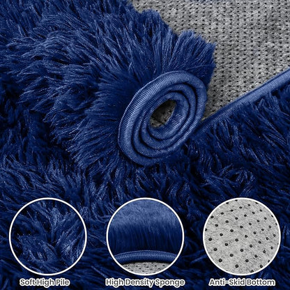 5x7 Area Rugs for Living Room Rug: Soft Fluffy Shag Blue Rugs for Bedroom, Non-Slip Large Fuzzy Plush Rug Indoor Floor Carpet for Nursery Kids Boys Girls Room, Dorms, Playroom, Modern Home Decor