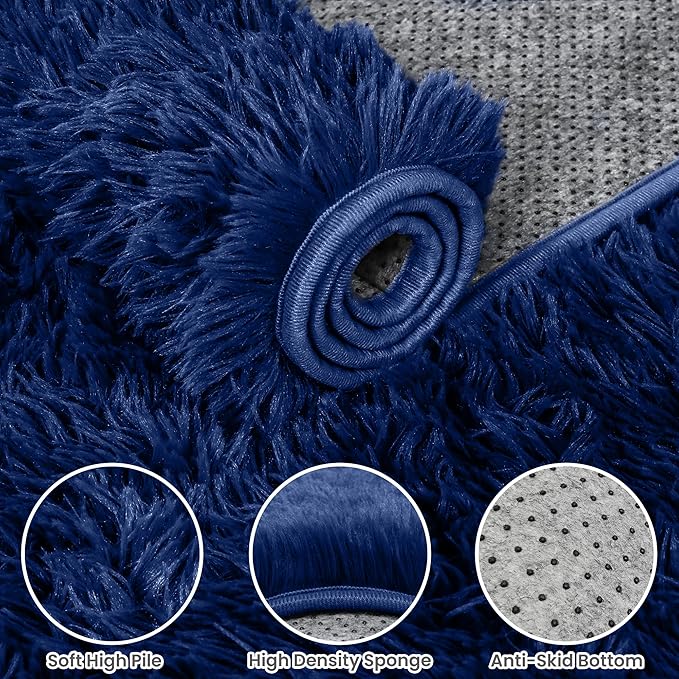 4x6 Area Rugs for Living Room Rug: Soft Fluffy Shag Blue Rugs for Bedroom, Non-Slip Large Fuzzy Plush Rug Indoor Floor Carpet for Nursery Kids Boys Girls Room, Dorms, Playroom, Modern Home Decor