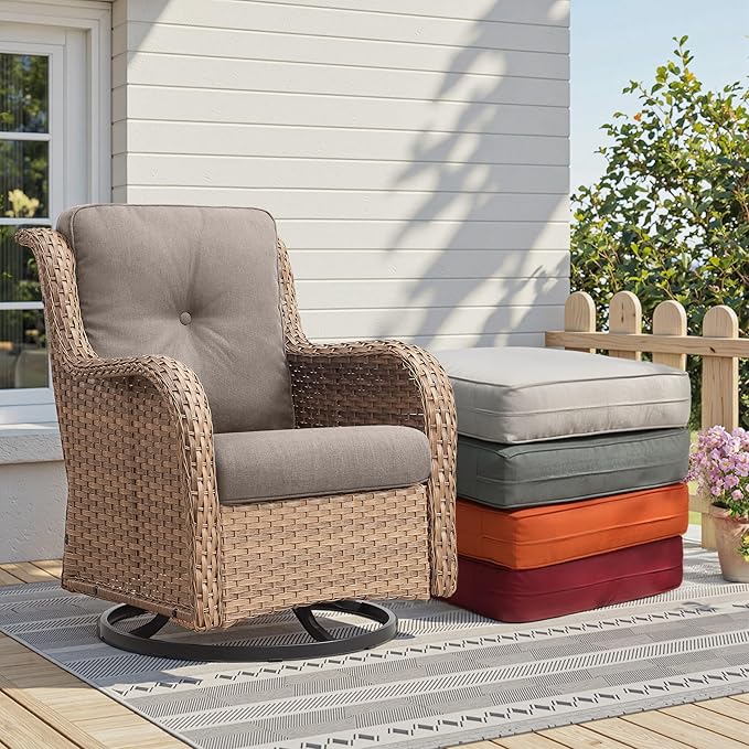 Patio Cushions for Outdoor Furniture - 22" x 25" x 4" UV Resistant Thick Foam Cushions Water Resistant Replacement Cushion for Outdoor Patio Furniture Chair/Sofa/Couch | Grey | 4-Pack |