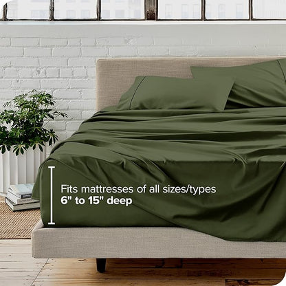 Bare Home Twin Sheet Set - 1800 Ultra-Soft Microfiber Bed Sheets - Double Brushed - Deep Pockets - Easy Fit - Extra Soft - 3 Piece Set - Bedding Sheets & Pillowcases (Twin, Cypress)