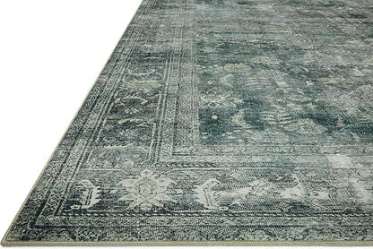 Loloi Magnolia Home by Joanna Gaines Banks Collection BAN-03 Blue/Lagoon 2'-6" x 12'-0", .13" Pile Height, Machine Washable, Runner Rug