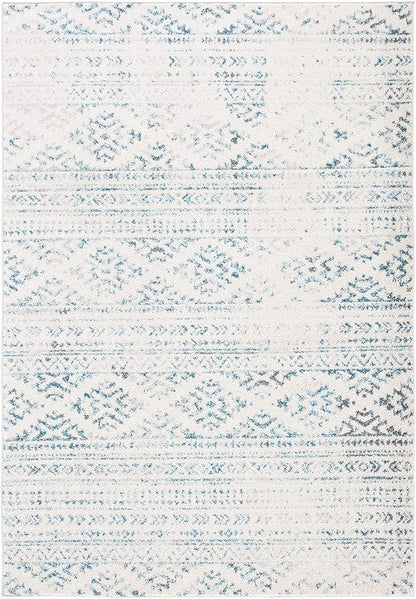 SAFAVIEH Area Rug 8x10 - Tulum Collection - Large - Ivory & Turquoise, Moroccan Boho Tribal Design, Non-Shedding & Easy to Clean, Ideal for Living Room, Bedroom, Dining Space (TUL272E)