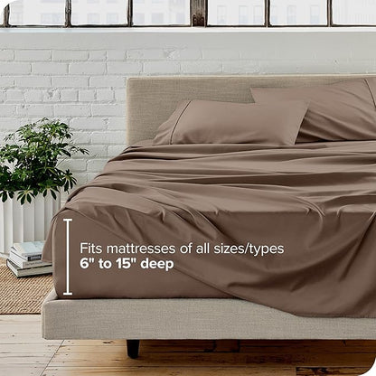 Bare Home Twin XL Sheet Set - College Dorm Size - Luxury 1800 Ultra-Soft Microfiber Twin Extra Long Bed Sheets - Deep Pockets - Easy Fit - Extra Soft - 3 Piece Set - Bed Sheets (Twin XL, Taupe)