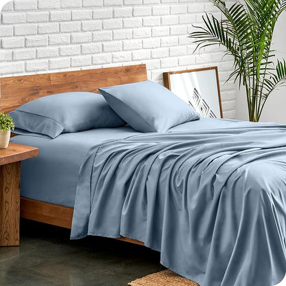 Bare Home Split Head Flex King Sheet Set - 1800 Ultra-Soft Microfiber Bed Sheets - Double Brushed - Deep Pockets - Easy Fit - 4 Piece Set - FlexTop King Bedding (Split Head Flex King, Dusty Blue)