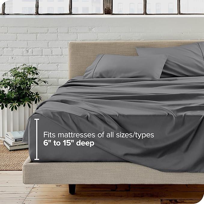 Bare Home California King Sheet Set - 1800 Ultra-Soft Microfiber Cal King Bed Sheets - Double Brushed - Deep Pockets - Easy Fit - 4 Piece Set - Bed Sheets (California King, Grey)