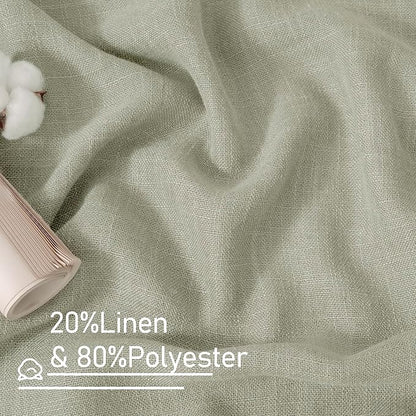 LAMIT Linen Curtains 63 Inch Length 2 Panels, Light Filtering Panels Back Tab and Rod Pocket Neutral Drapes for Bedroom/Window/Living Room, Sage Grey, 34 x 63 Inch