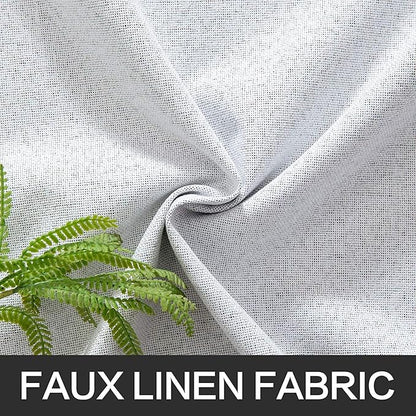 MIULEE Linen Blackout Curtains for Bedroom Solid 100% Blackout Thermal Insulated Grayish White Curtains Grommet Room Darkening Curtains/Drapes for Living Room 42x90 Inch (2 Panels)