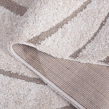 SAFAVIEH Florida Shag Collection Area Rug - 12' Square, Cream & Beige, Striped Design, Plush 1.2-inch Thick, Ideal for High Traffic Areas in Living Room, Bedroom, Dining (SG471-1113-12SQ)
