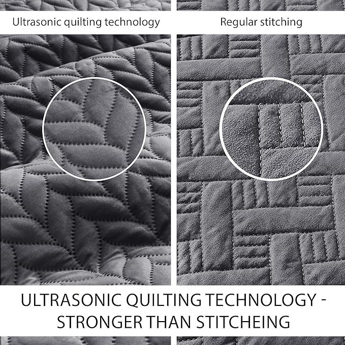 IR Imperial Rooms 8 Pack Quilt King Size Bedding (106" x 96") - Bulk Wholesale for Hotels, Guest Bedroom & Airbnbs - Lightweight Microfiber Reversible Embossed Quilts Bedspread (Charcoal)