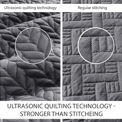 IR Imperial Rooms 8 Pack Quilt King Size Bedding (106" x 96") - Bulk Wholesale for Hotels, Guest Bedroom & Airbnbs - Lightweight Microfiber Reversible Embossed Quilts Bedspread (Charcoal)