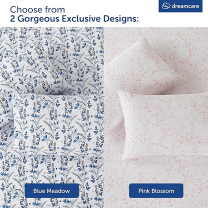 DREAMCARE Full Size Bed Sheets - Luxurious Floral Full Sheet Set - 4 Pc Ultra Soft Breathable Wrinkle Free Brushed Microfiber Floral Blossom