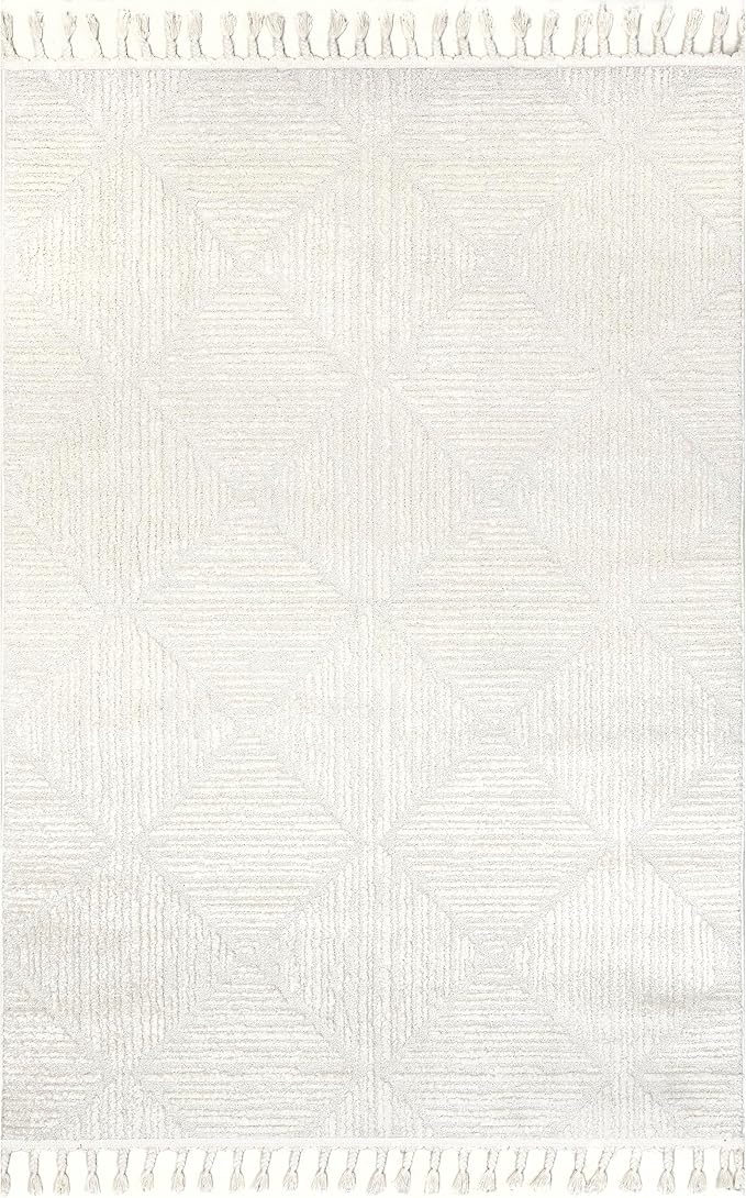nuLOOM Kerry Cream, 6' Round, Geometric, Soft and Cozy, High Traffic, Stain Resistant, Easy Clean, Durable Area Rug for Bedroom, Living Room, Dining Space, Den, Foyer, Entryway