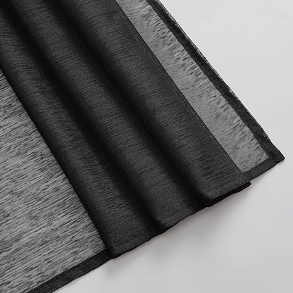 DONREN Jet Black Window Scarf Curtains for Outdoor Decoration - Add Luxury Beautiful Elegant Effect to Curtain Panels (1 Panel, 52 x 216 Inches Long)