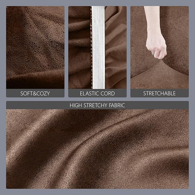 molasofa Leather Like Stretch Futon Slipcover Armless Futon Bed Sofa Cover Furniture Protector with Elastic Bottom, Soft and Washable Futon Cover for Sofa Bed Stay in Place（Larger，Light Brown）