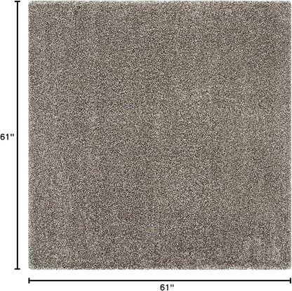 SAFAVIEH Milan Shag Collection Area Rug - 5'1" Square, Grey, Solid Design, Non-Shedding & Easy Care, 2-inch Thick Ideal for High Traffic Areas in Living Room, Bedroom (SG180-8080)
