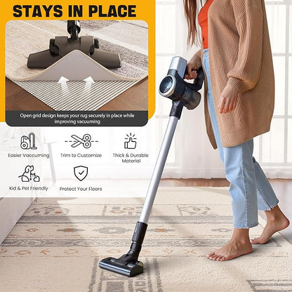 Non-Slip Rug Pad Gripper 2.5x12 Feet, Anti Skid Mat for Under Area Rugs, Keeps Rugs in Position and Safe, Thick Cushioned Carpet Pad for Hardwood Floors Protection