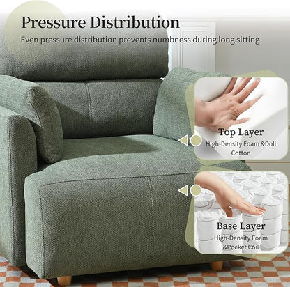Modern Oversized Accent Chair with Storage Ottoman & Side Pillows, Snowflake Fleece Upholstered Chaise Lounge Chair, Deep Seat Reading Chair for Living Room, 350lbs Capacity