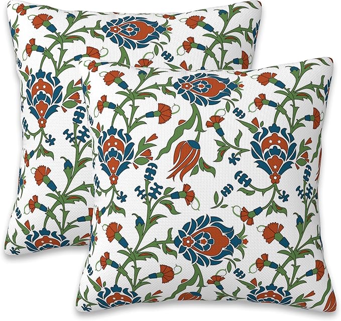 Throw Pillow Cover Case Vintage Floral Pillow Covers 20x20 Inch Set of 2,Soft Decorative Throw Pillow Case for Living Room Bedroom Sofa Couch Cushion Covers