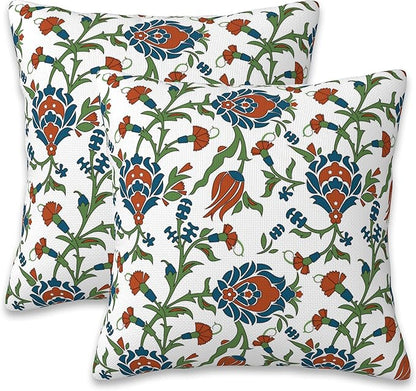 Throw Pillow Cover Case Vintage Floral Pillow Covers 20x20 Inch Set of 2,Soft Decorative Throw Pillow Case for Living Room Bedroom Sofa Couch Cushion Covers