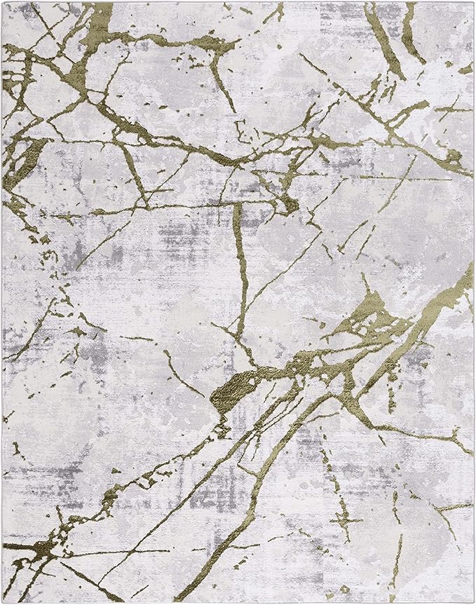 SAFAVIEH Area Rug 8x10 - Amelia Collection - Large - Grey & Green, Modern Design, Non-Shedding & Easy Cleaning, Ideal for Living Room, Bedroom, Office, Dining Space (ALA293J)