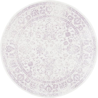 SAFAVIEH Adirondack Collection Area Rug - 3' Round, Ivory & Lavender, Distressed Vintage Floral Design, Non-Shedding & Easy to Clean, Ideal for Living Room, Bedroom, Dining Space (ADR109U)