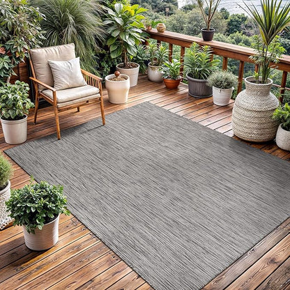 Washable Indoor Outdoor Rug 6x9 Weather Resistant Area Rugs Modern Solid for Porch Deck Balcony Backyard Patio Outside Carpet (6 X 9 Silver Grey)