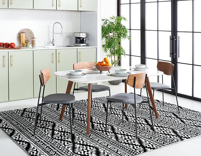 SAFAVIEH Area Rug 12x18 - Tulum Collection - Large - Black & Ivory, Moroccan Boho Tribal Design, Non-Shedding & Easy to Clean, Ideal for Living Room, Bedroom, Dining Space (TUL272Z)