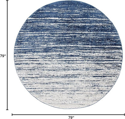 SAFAVIEH Adirondack Collection Area Rug - 6'7" Round, Navy & Ivory, Modern Ombre Design, Non Shedding & Easy to Clean, Ideal for Living Room, Bedroom, Office, Dining Space (ADR113N)
