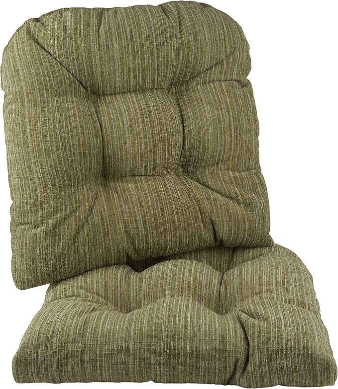 Klear Vu Gripper Overstuffed Universal Non-Slip Dining Chair Cushions for Kitchen Decor or Office Use, U-Shaped Skid-Proof Seat Pad, 17x17 Inches, 2 Count (Pack of 1), Chenille Green