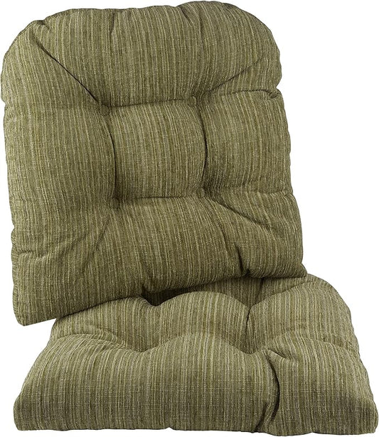 Klear Vu Gripper Overstuffed Universal Non-Slip Dining Chair Cushions for Kitchen Decor or Office Use, U-Shaped Skid-Proof Seat Pad, 17x17 Inches, 2 Count (Pack of 1), Chenille Green