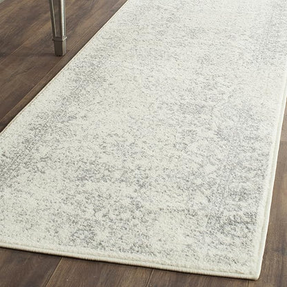 SAFAVIEH Adirondack Collection Runner Rug - 2'6" x 6', Ivory & Silver, Distressed Vintage Floral Design, Non-Shedding & Easy to Clean, Ideal for Hallway, Foyer, Entryway, Bedroom (ADR109C)