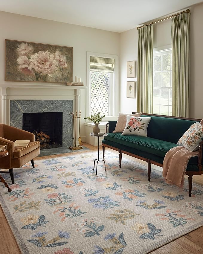 Loloi Rifle Paper Co. Rosa Collection RSA-03 Cream 5'-0" x 7'-6" Area Rug