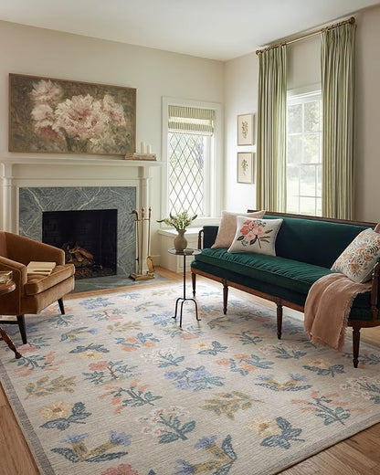 Loloi Rifle Paper Co. Rosa Collection RSA-03 Cream 2'-6" x 9'-6" Runner Rug