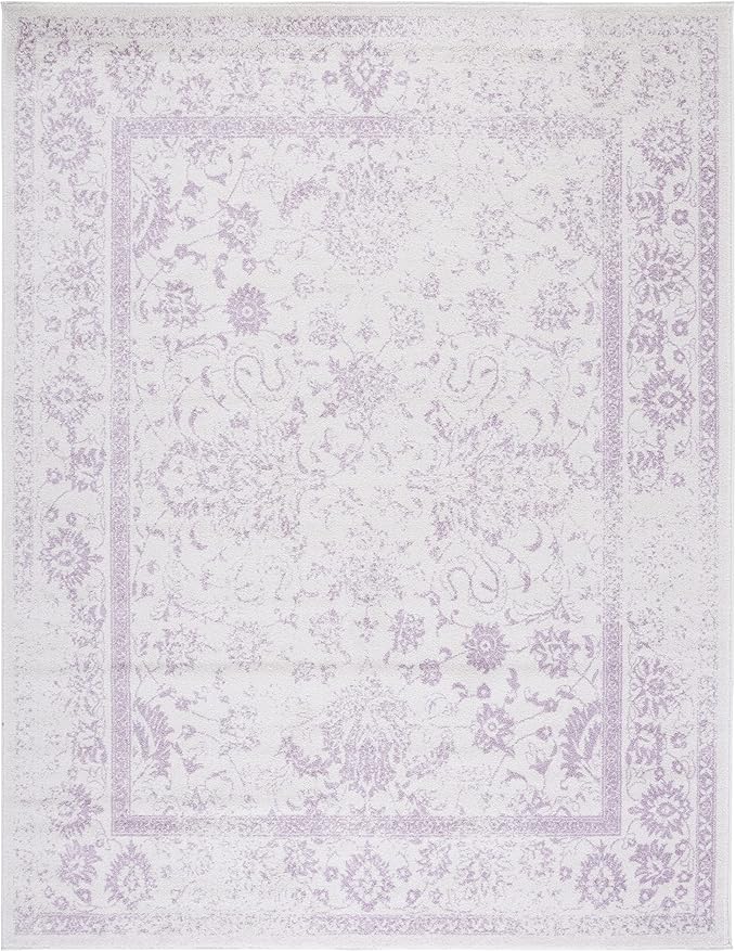 SAFAVIEH Area Rug 10x14 - Adirondack Collection - Large - Ivory & Lavender, Distressed Vintage Floral Design, Non-Shedding & Easy to Clean, Ideal for Living Room, Bedroom, Dining Space (ADR109U)