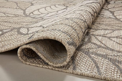 Loloi Dawn Collection Indoor/Outdoor DAW-05 Taupe 7'-8" x 7'-8" Round Area Rug