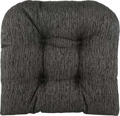 Klear Vu Gripper Overstuffed Universal Non-Slip Dining Chair Cushions for Kitchen Decor or Office Use, U-Shaped Skid-Proof Seat Pad, 17x17 Inches, 2 Count (Pack of 1), Chenille Black