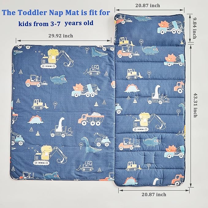 Toddler Nap Mat with Removable Pillow,Ultra Soft Slumber Bags for Girls,Kids Sleeping Bags with Roll Up Design, Perfect for Preschool,Daycare,Kindergarten