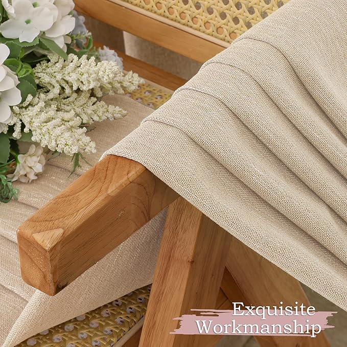 Simplebrand Natural Faux Linen Textured Semi Sheer Curtains 108 Inches Long 2 Panels for Living Room, Privacy Extra Long Light Filtering Farmhouse Thick Window Drapes for Large Window, 50 x 108 Inch