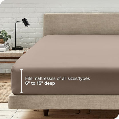 Bare Home Fitted Bottom Sheet California King Size - Premium 1800 Microfiber - Ultra-Soft Hotel Luxury - Deep Pocket - Durable and Long Lasting (California King, Taupe)